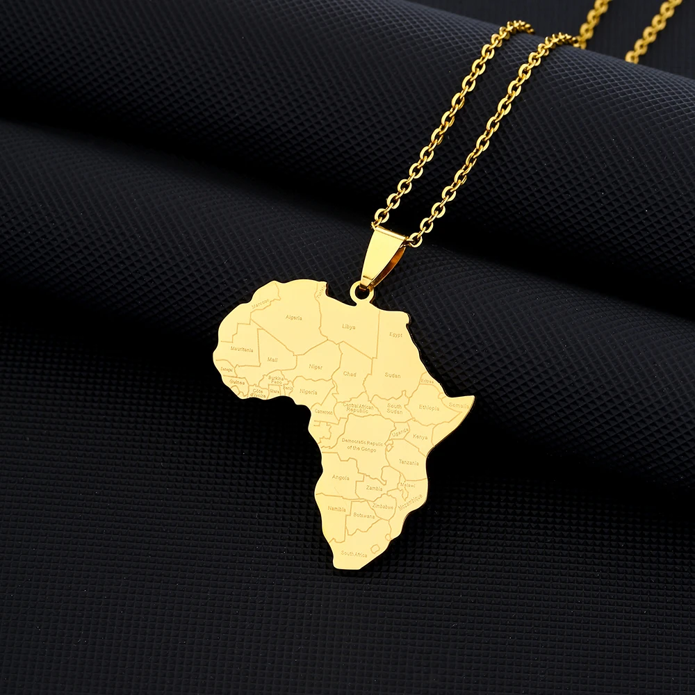 New Africa Map Country Name Pendant Necklaces for Women Men African Maps Jewelry Nigeria,Congo,Ghana,Sudan,Somalia