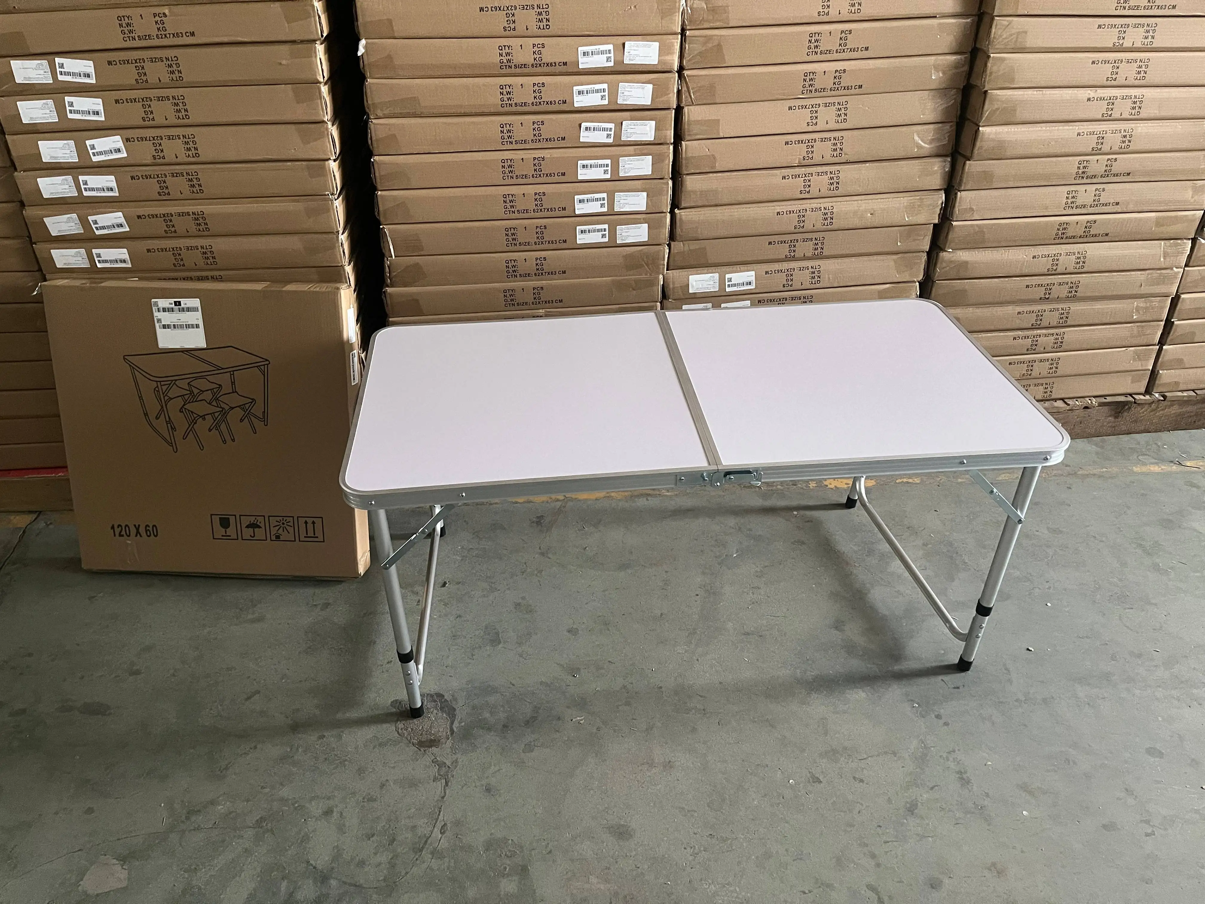 Mesa Plegable Portátil de Alta Resistencia y Calidad Superior para Camping, Picnic, Fiestas, Cocina, Jardín, Barbacoa, 120CM 4FT (D*W*Hcm):120x60x70/62/55cm, Altura Ajustable