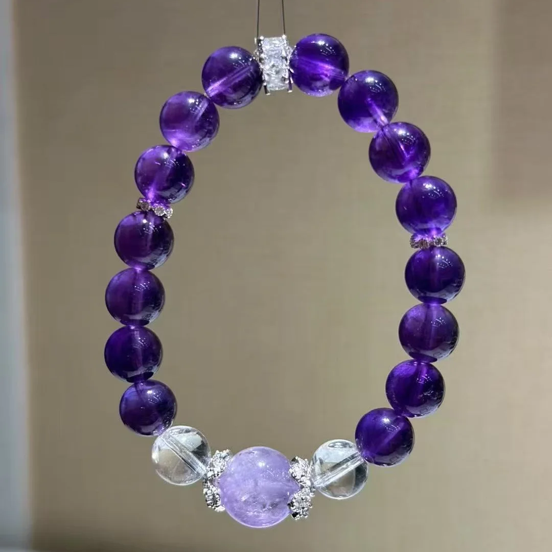 

Natural Amethyst Bracelet, Women's Nine Purple Fire Crystal Bracelet, Light Luxury and Fashion