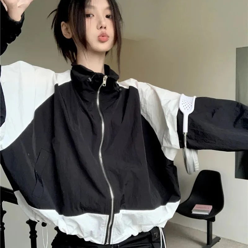 Deeptown Windbreaker Jacekt Women Oversized Korean Fashion Gorpcore Track Jackets Zipper Outdoor Windbreak Vintage Y2k Aesthetic