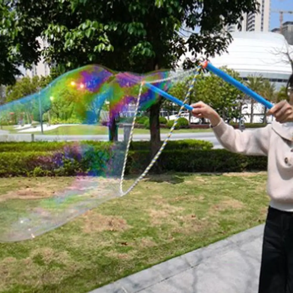 Afneembare Bubble Rop Grote Bubble Wand Zomer Bubble Activiteit Speelgoed Kleurrijke Bubble Show Props Dubbelpolig