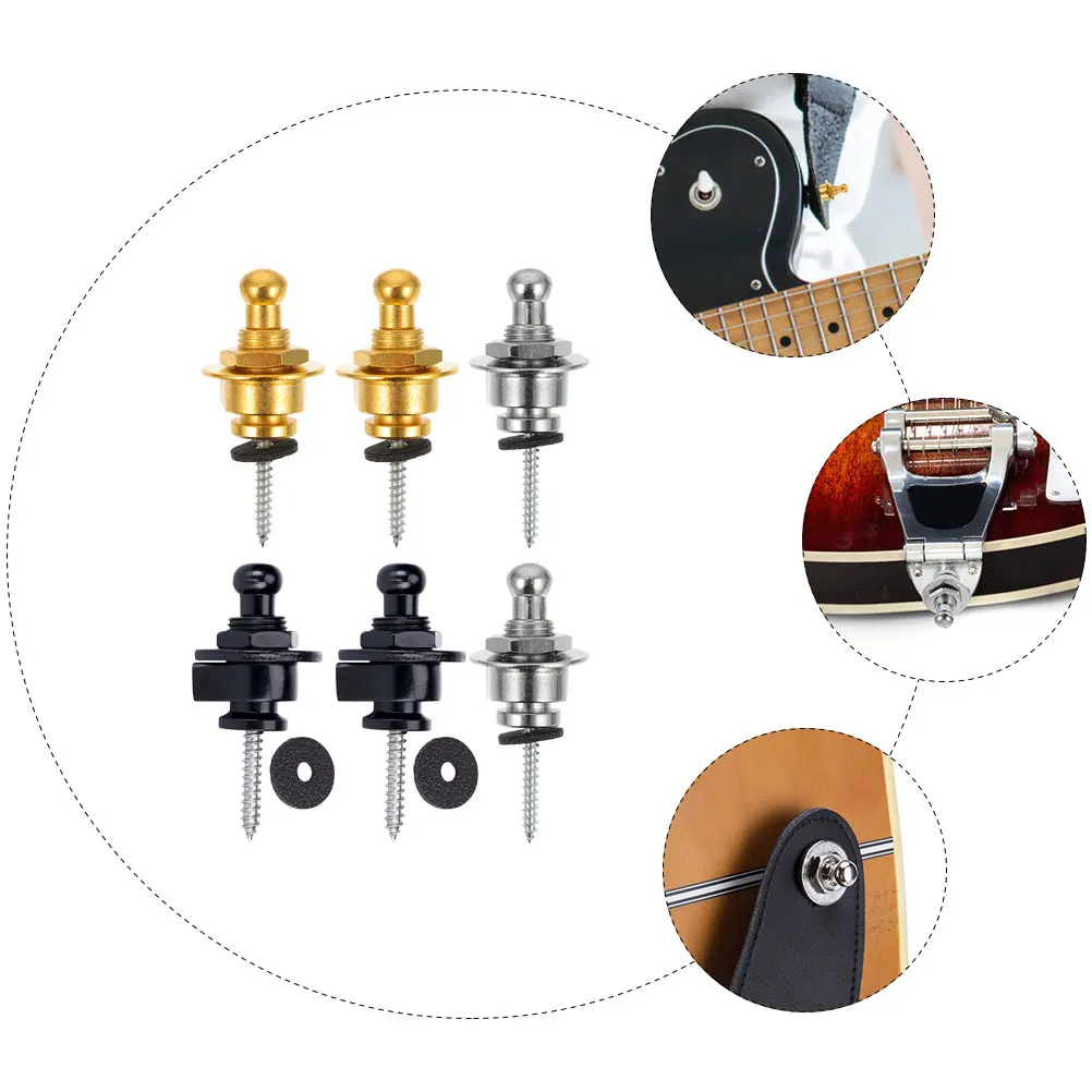 

6 Pcs with Lock Guitar Studs Electric Strap Locks Plating Alloy Button Felt Washer