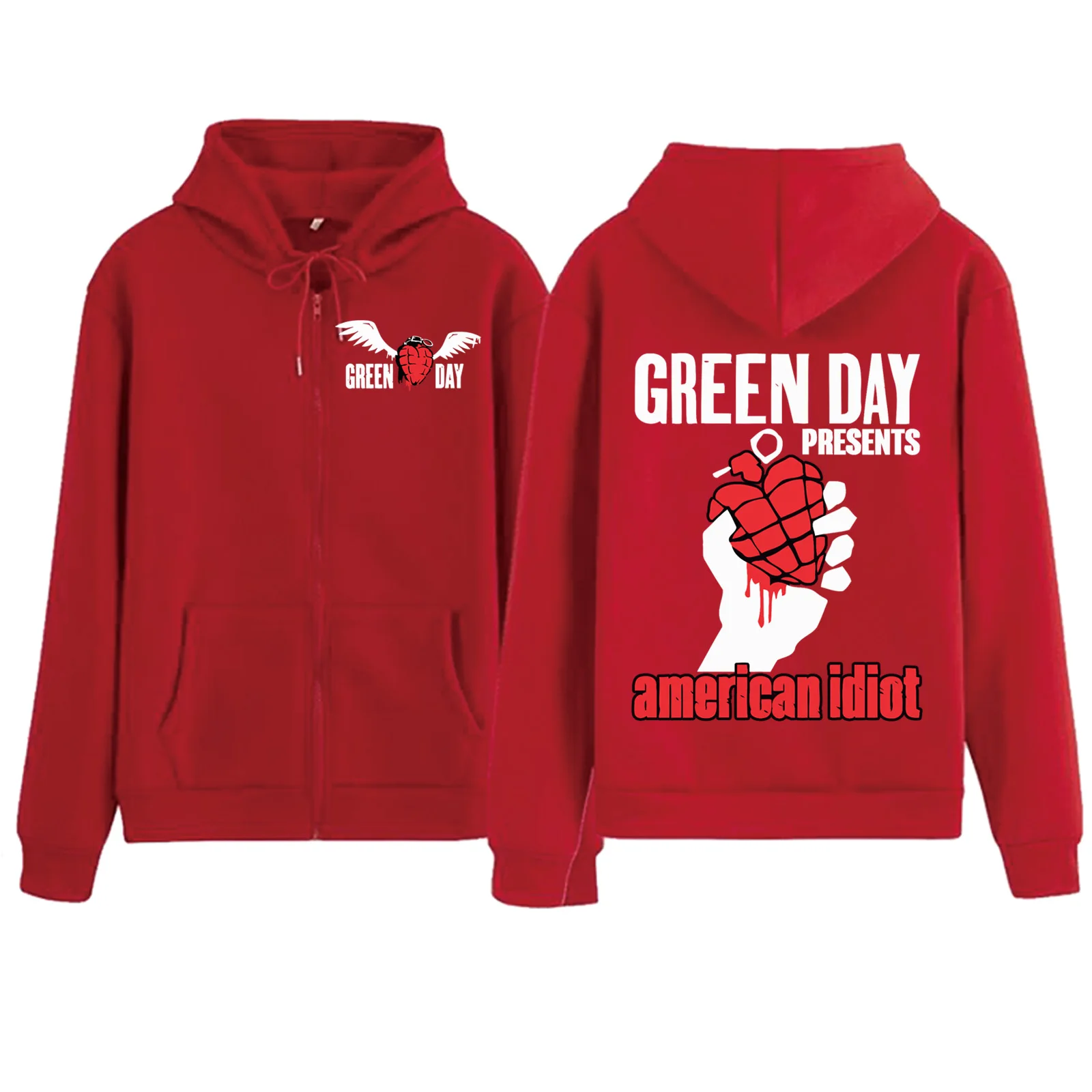 Green Day savors Band Zipper felpa con cappuccio Harajuku Hip Hop Pullover top felpa Streetwear Fans Gift Unisex