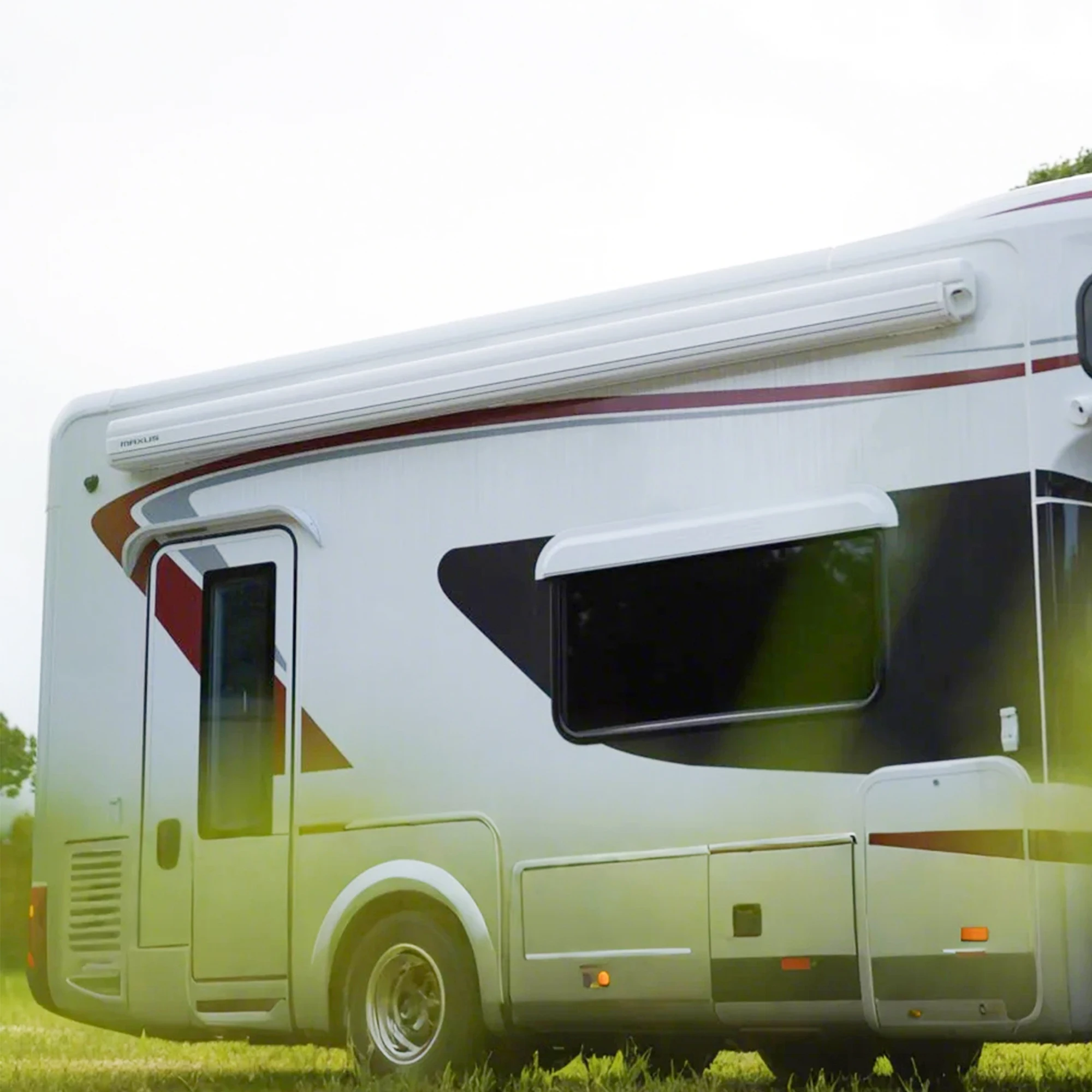 Toldo elétrico manual para trailer RV, caixa completa, toldo com faixa de luz