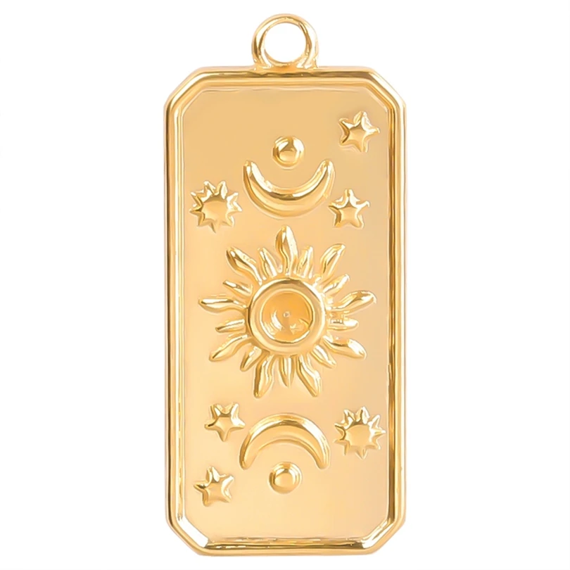 5pcs/Lot Different Syle Moon Charms For Jewelry Making Supplies 18k Real Gold Plated Stainless Steel Charm In Bulk Women Pendant