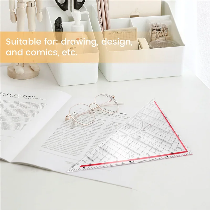 

GO-Drawing Triangle Ruler Multi-Function Drawing Design Ruler With Handle Protractor Measurement Ruler Stationery
