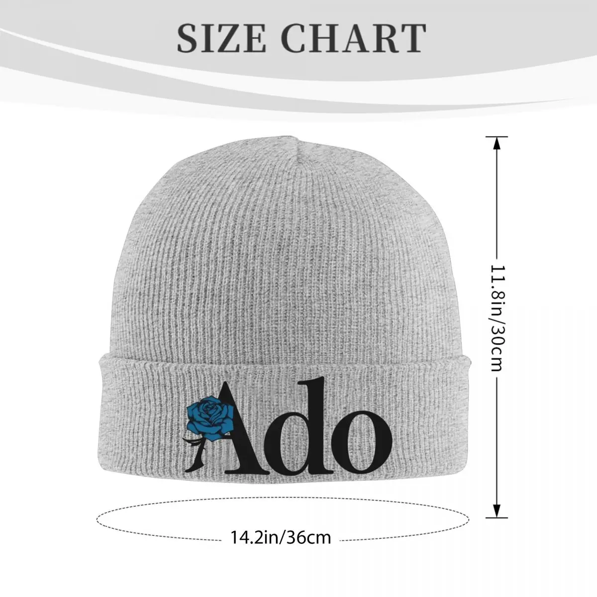 Ado Text Blue Rose Knit Hat Beanies Winter Hats Warm Acrylic New Goth Jrock Aesthetic Caps for Men Women Gift