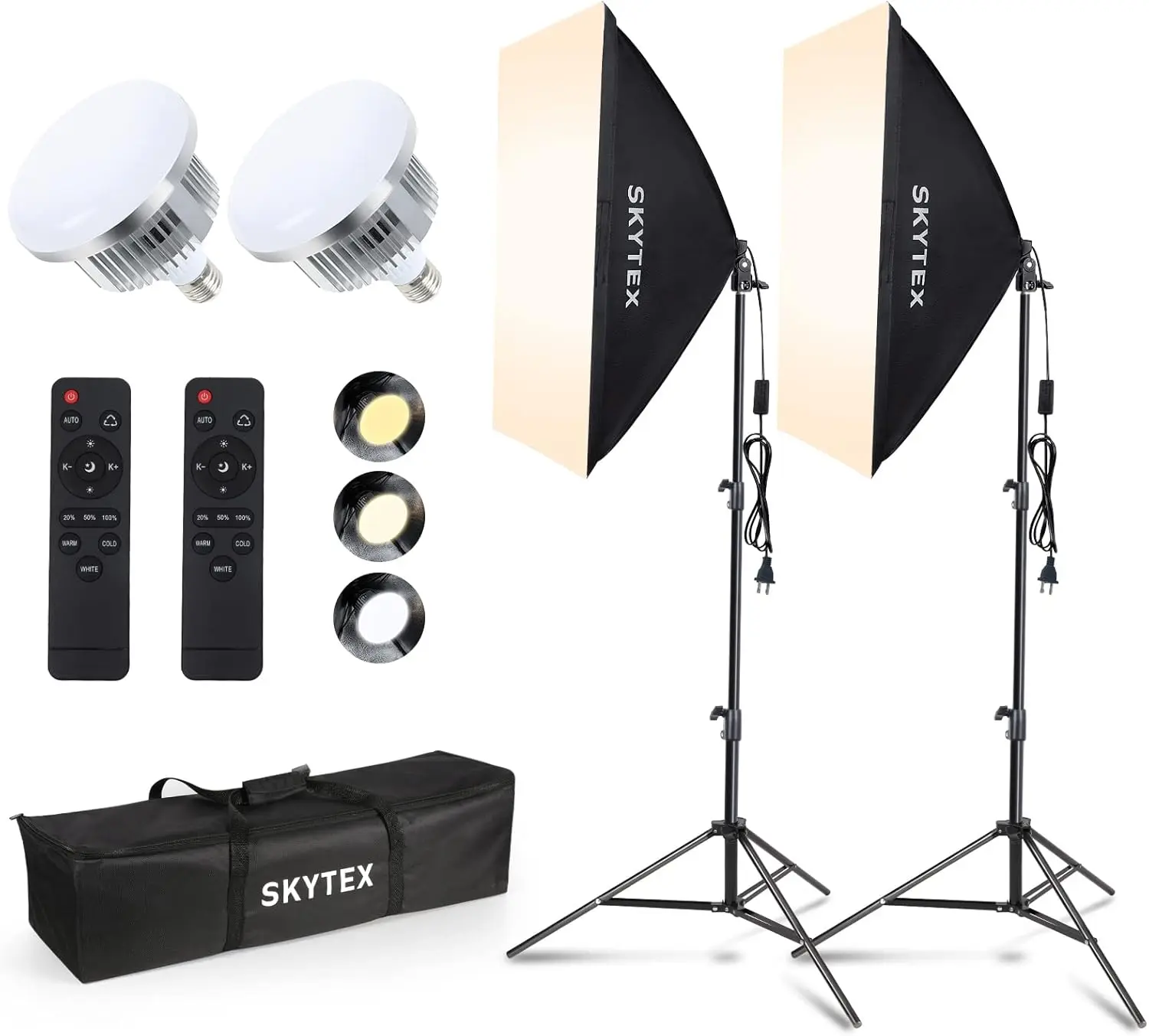 

2-Pack Softbox Lighting Kit, 20x28in with 85W LED Bulb, Adjustable 2700-6400K for Photography & Video Recording