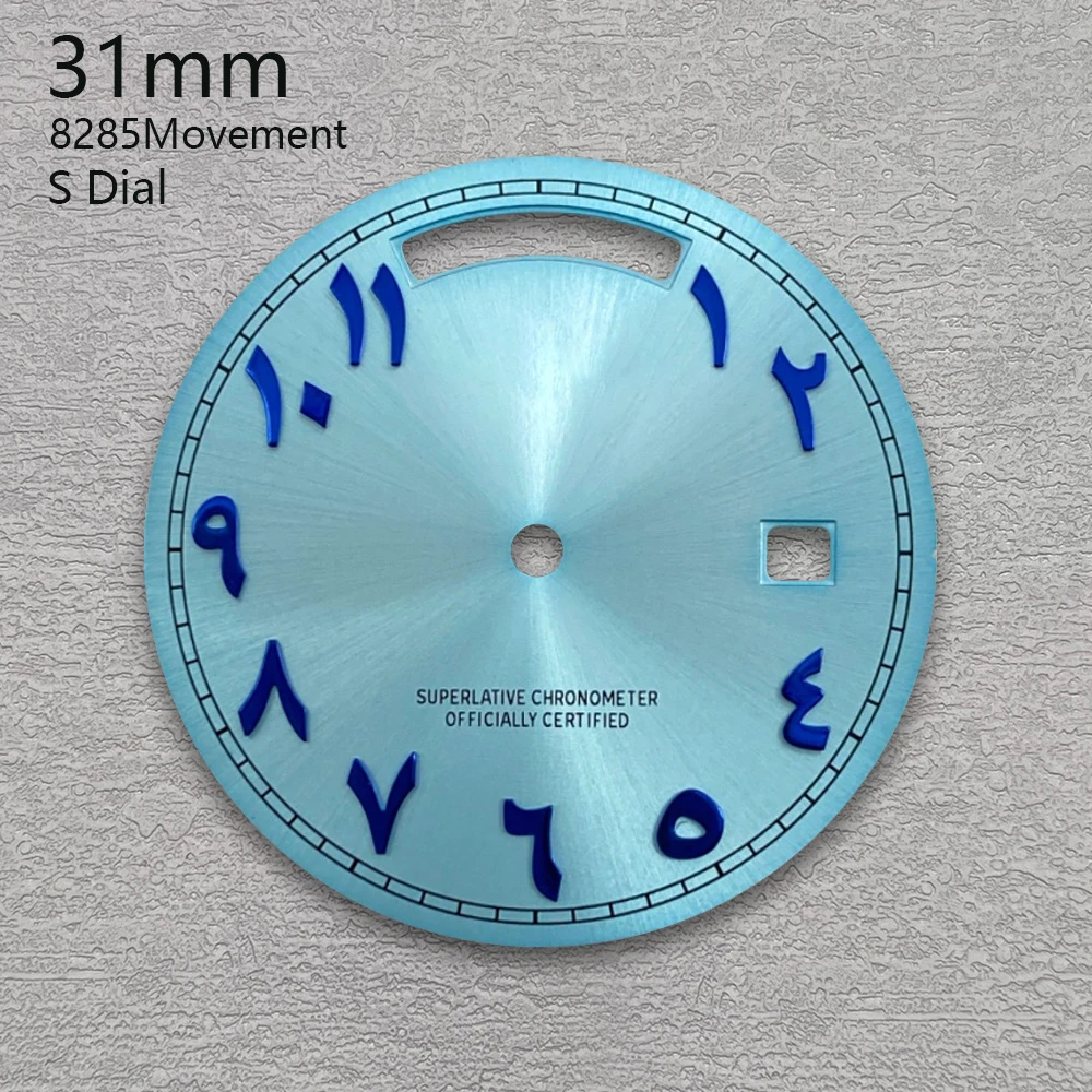 31 мм S логотип циферблата день и дата арабский солнечный циферблат подходит для механизма 8285 высококачественные аксессуары для модификации часов
