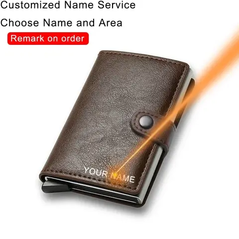 Carbon Fiber Rfid Smart Credit Card Holder Wallet Men Metal Thin Slim Pop Up Minimalist Wallet Small Black Purse Metal Vallet