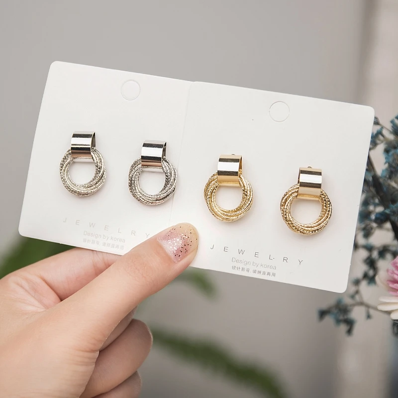 Retro metal gold color multiple small circle study earings for women Korean jewelry fashion wedding party earings jewelry gift