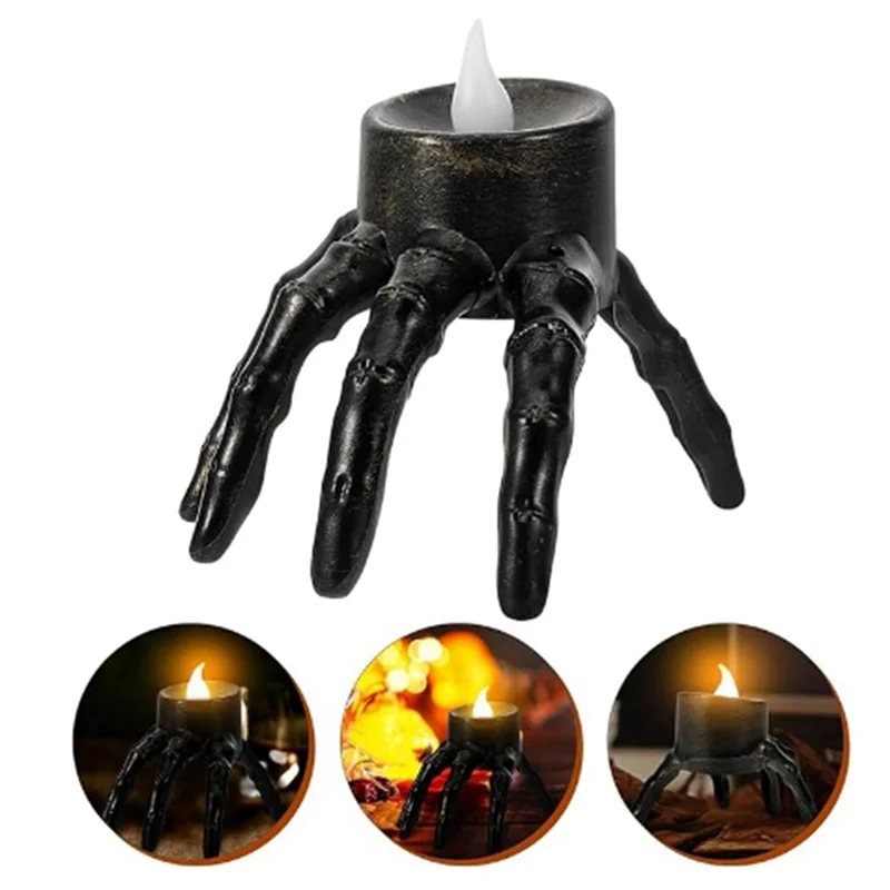 AS94-الهالوين الهيكل العظمي فانوس اليد جو الدعائم الهيكل العظمي اليد ليلة ضوء مصباح شمعة الهالوين