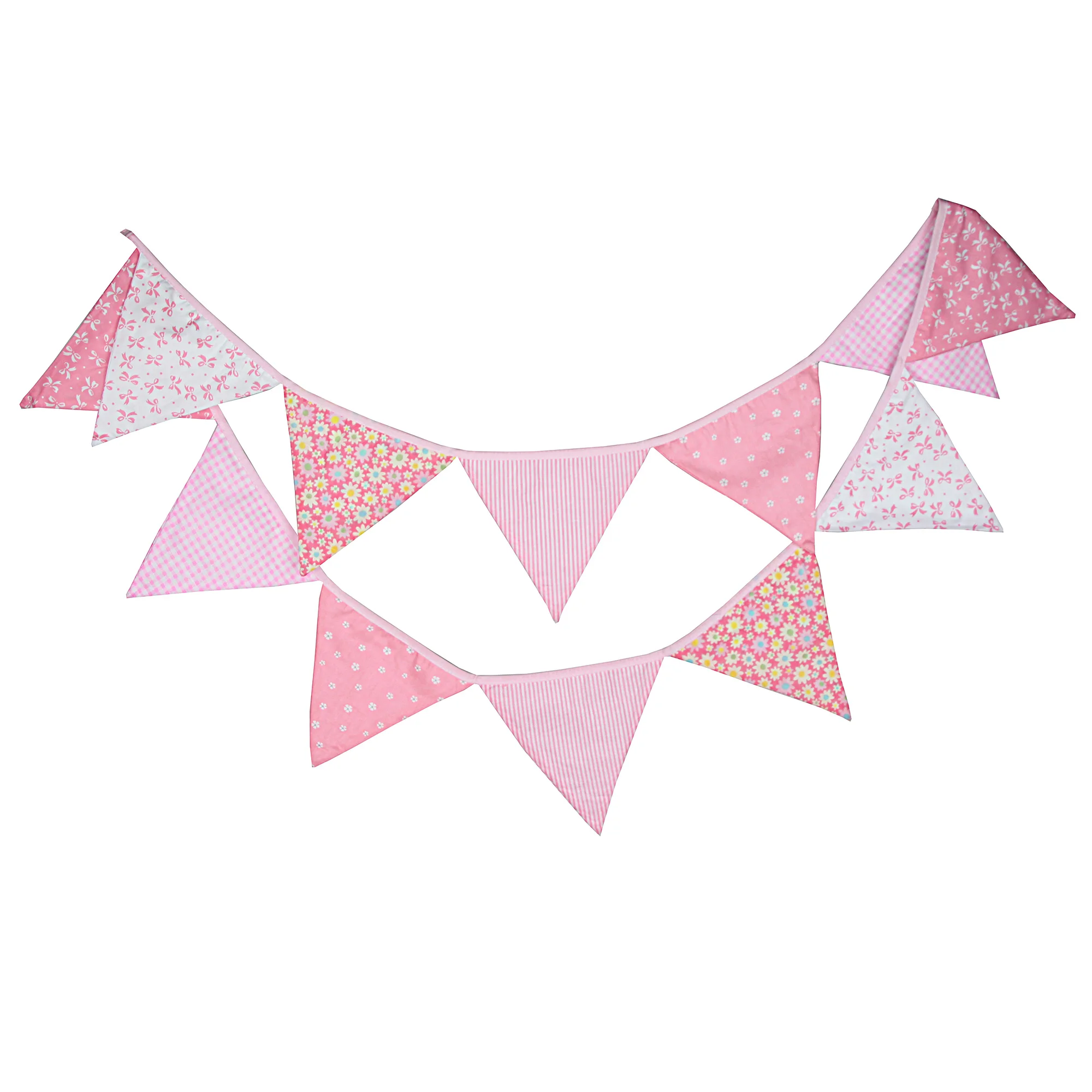 3.2M Vintage Floral Fabric Bunting 12 Pennant Flags Wedding Party Decor Banner Home Baby Shower Carnival Garland
