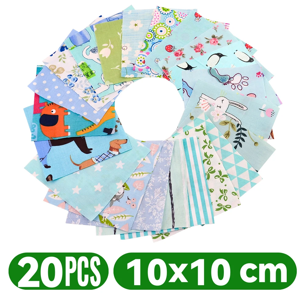 Teramila 100% tessuto di cotone sottile Patchwork per trapunte, colore casuale, panno di Design senza ripetizione per cucire 19-50 pz/borsa 10*10 CM