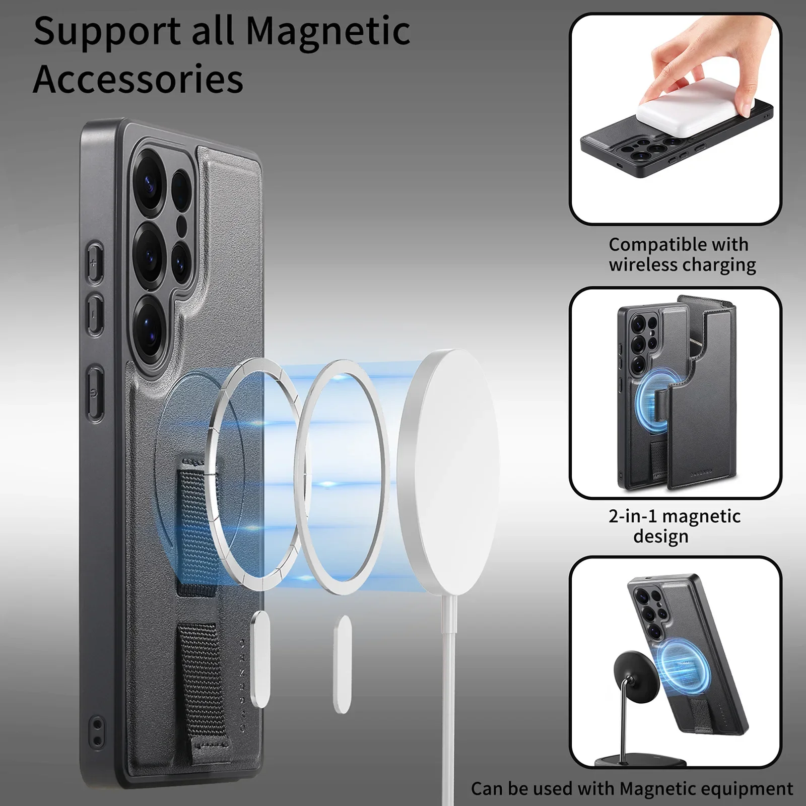 محفظة حامل بطاقات قابلة للفصل لهاتف سامسونج جالاكسي S25 Ultra Edge S24 Plus حافظة هاتف جلدية مغناطيسية قابلة للانفصال غطاء مضاد للسقوط #6