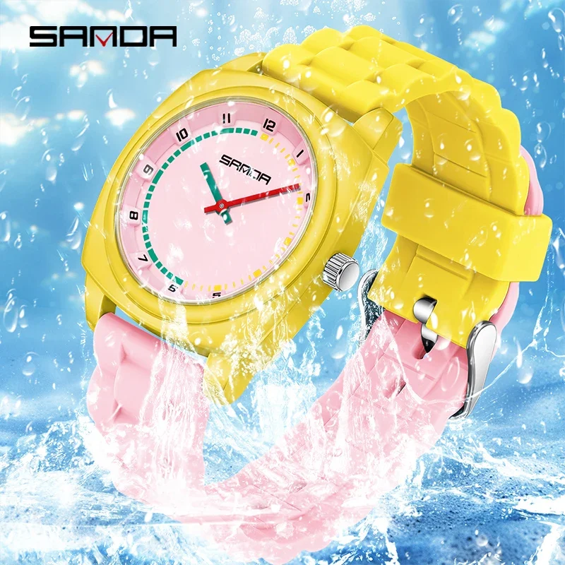 SANDA 여성 시계 패션 심플 러블리 디지털 쿼츠 시계 캐주얼 젤리 멀티컬러 실리콘 유니섹스 시계 학생 손목시계