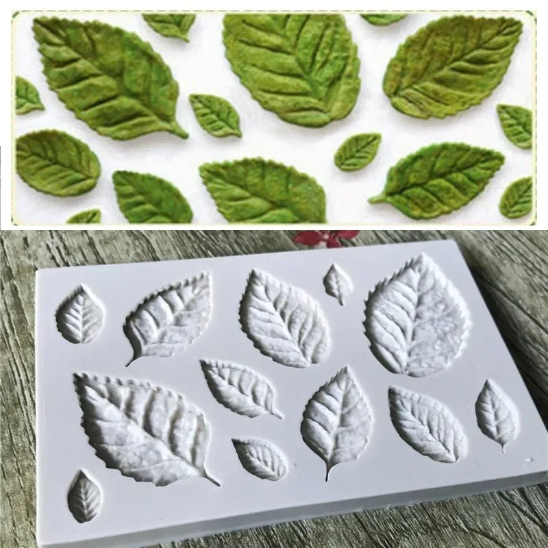 3D Silicone Mold Leaf Shape Candy Mould 1Pcs Rose Leaf Shape Chocolate Mould Fondant Mold, Gum Paste Muld, for DIY Cake Decorat