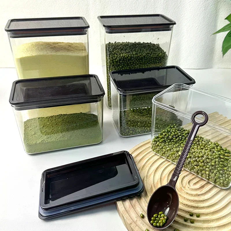 

Plastic Sealed Box Storage Jar Storage Containers Special Fruit Powder Box Square Transparent Sealed Jar Coffee Bean Sealed Jar