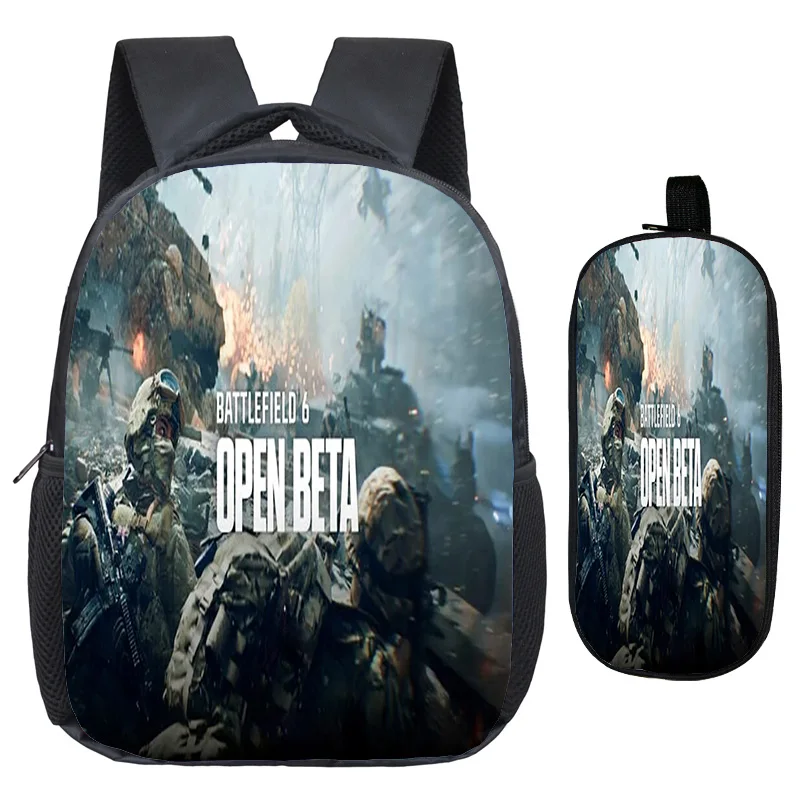 

Battlefield 3D Print Game Pattern Backpack Pen Case 2pcs 2026 Child Casual Backpacks Student DIY Custom Knapsack Baby Mochila