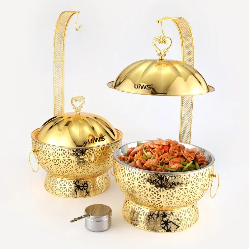 Stainless steel pumpkin hanging stove restaurant is suitable for novel wrought iron lace alcohol pot hotel light luxury dining