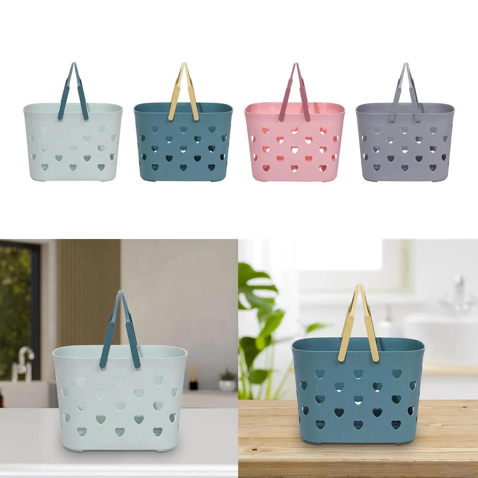 

Washable Tote Bag Waterproof Handbag Storage Basket Hollow Heart Bath Caddy