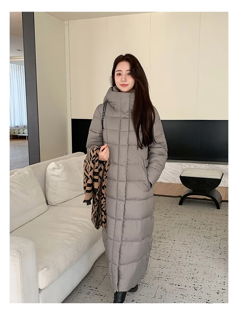 Winter Ladies Long Warm Down Jacket Big Size Puffer Outwears Thicken Hooded Down Coat Women Light Thin White Duck Jacket Parkas