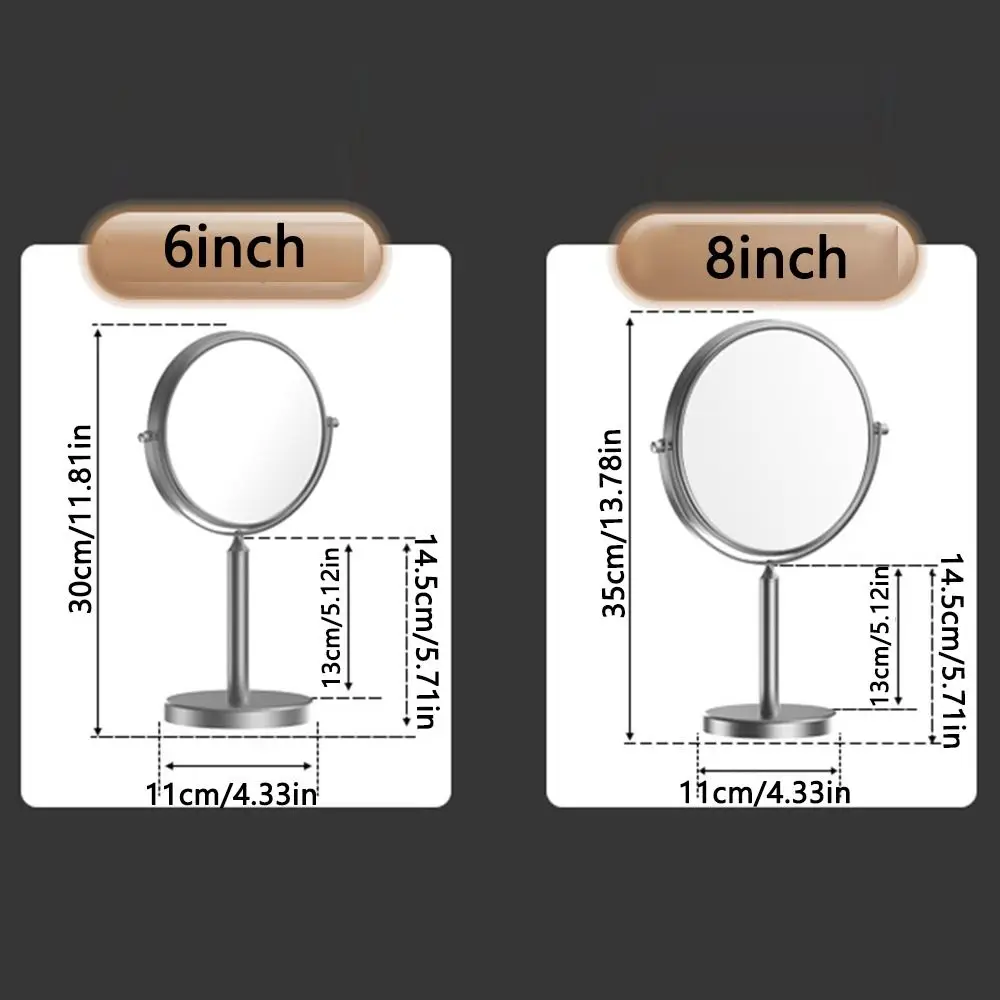 Miroir de maquillage de bureau Double face, miroir cosmétique rond rotatif à 360 degrés, miroir de vanité pivotant étanche haute définition