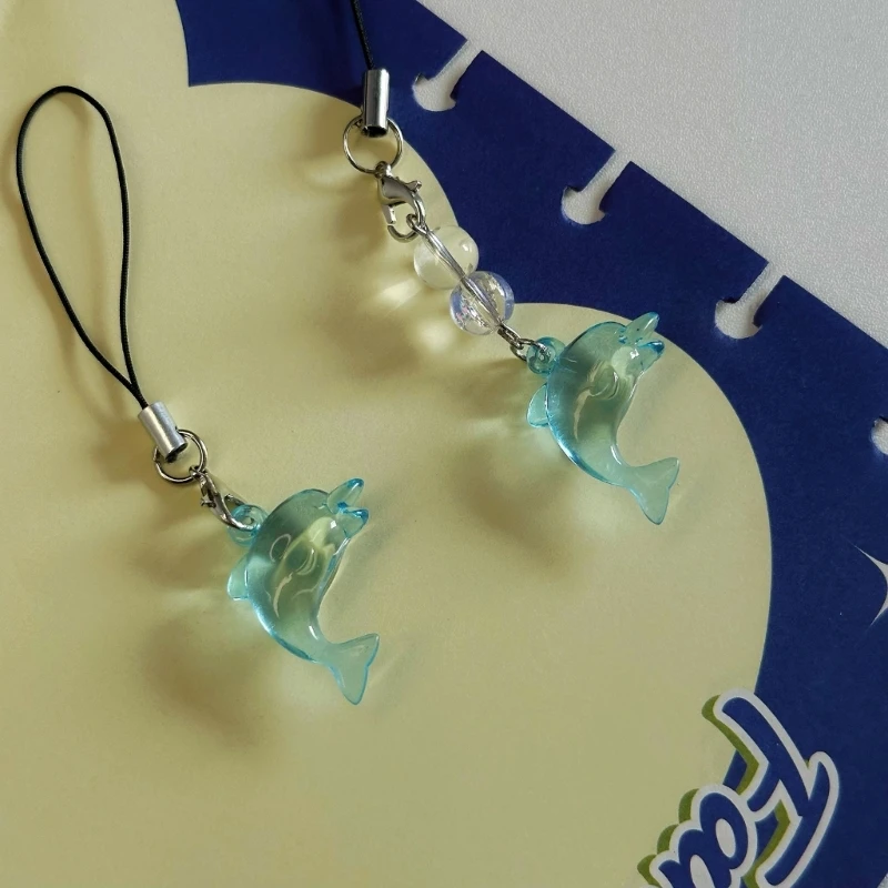 Blue Dolphin Phone Hangings Jewelry Pendant for Phone and Key Decoration