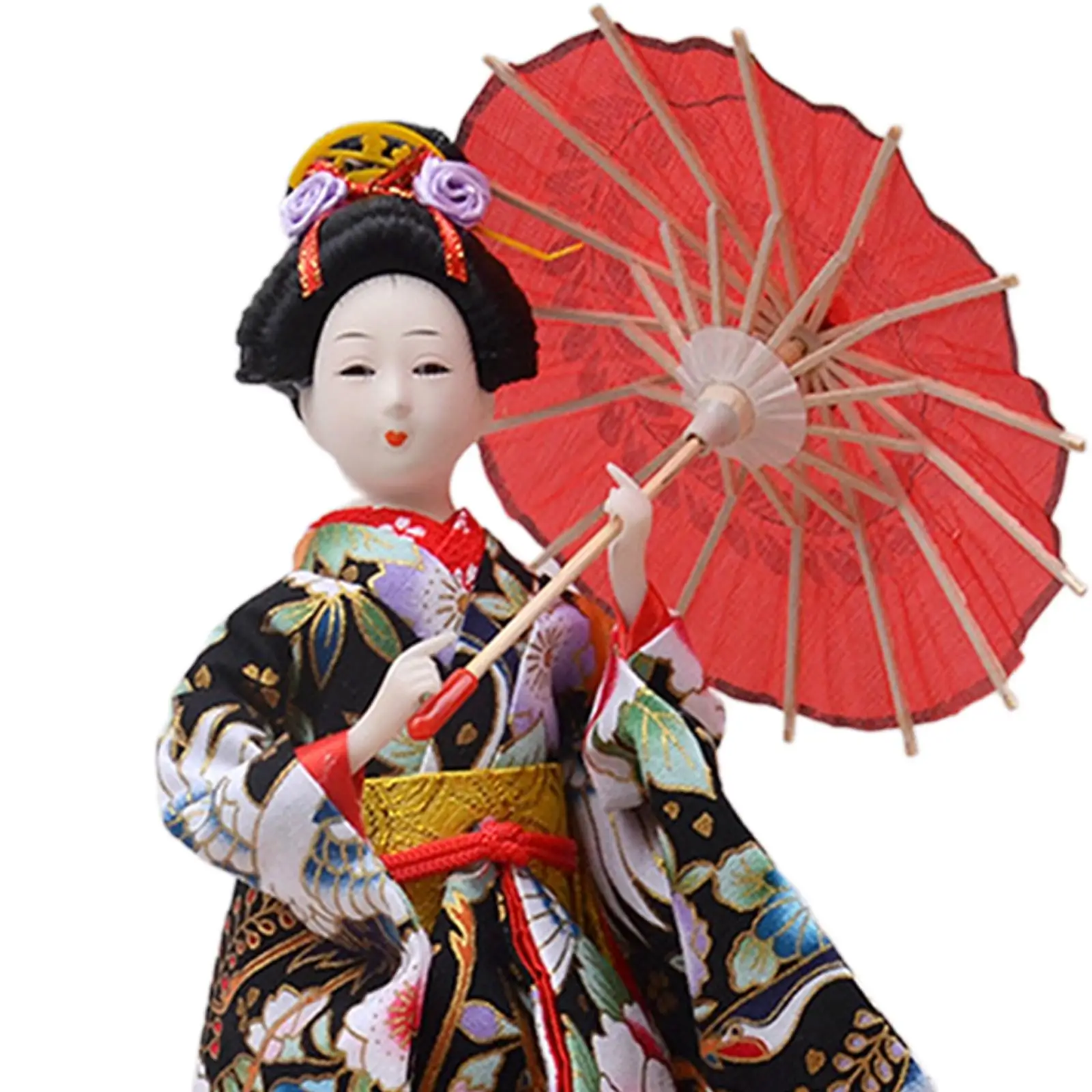 Desk Statue Asian Kabuki Figurine Handicraft Gift Sculpture 30cm Japanese Kimono Geisha Doll Statuette for Cabinet Store Home