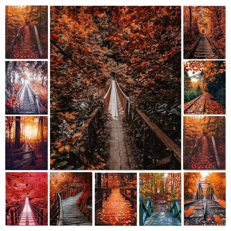 GATYZTORY Paint By Number Street Scenery Drawing On Canvas Diy Pictures By Numbers  Autumn Kits Acrylic Painting Art Gift Home D