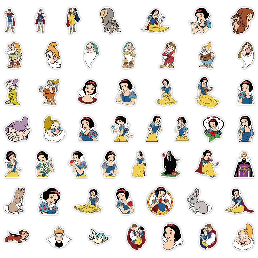 10/30/50pcs Disney Anime Snow White and the Seven Dwarfs Stickers for Kids Cartoon Decals Laptop Scrapbooking Decoration Sticker