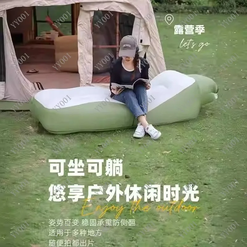 Extra Large Inflatable Lounger Sofa Anti-Roll for Pool Camping Indoor Quick Blow Up Bed