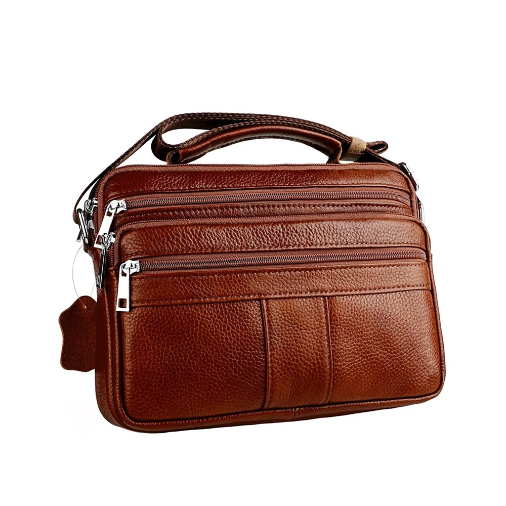 

Nesitu High Quality Vintage Large Capacity Casual Brown Black Genuine Leather Small Men Women Shoulder Messenger Bag M6079