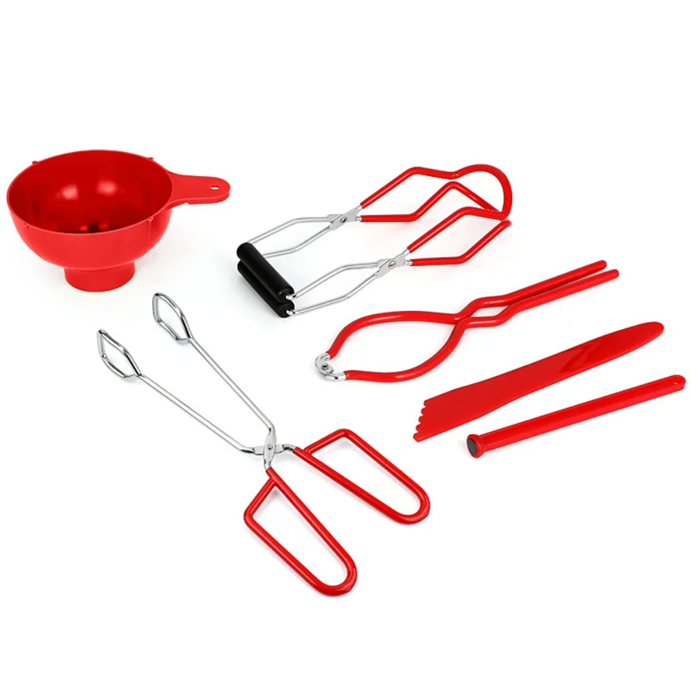 

6Pcs Wide Mouth Canning Jar Lifter Kit Plastic Condiment Funnel Home Canning Funnel Tools Kitchen Gadgets Accessories