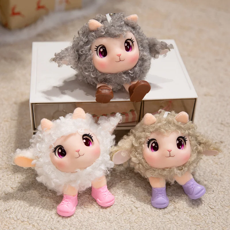 Kawaii Lamb Plush Toy Soft Vinyl Plush Stuffed Animal Goat Pendant Plush Doll Kids Birthday Gifts Dec Random Accessory Color view 4