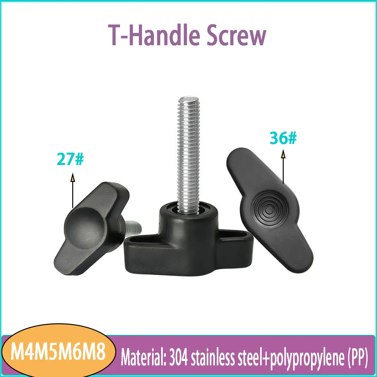 304 Stainless Steel T‑Handle Screw M4‑M8, Z‑Shape Hand Twist Wing Bolt for Mechanical Equipment Manual Quick Assembly Fastening