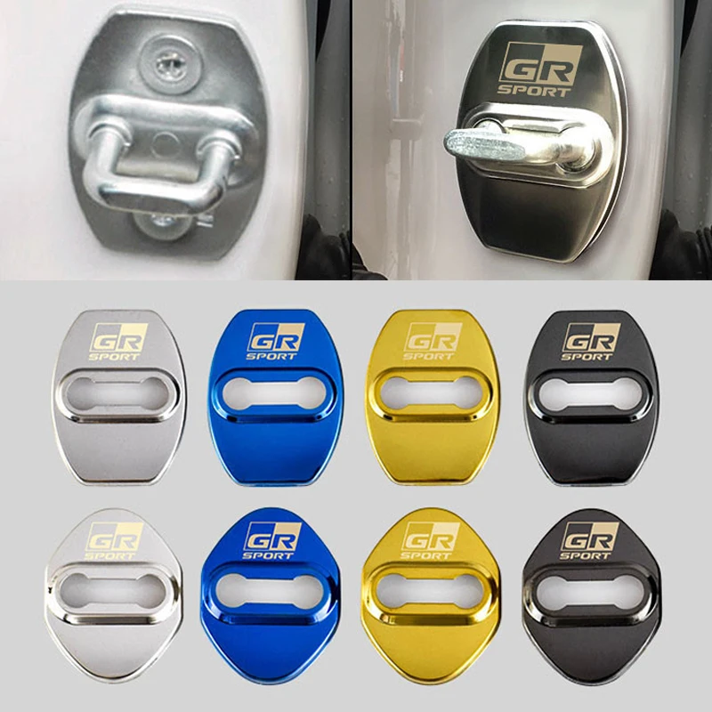 4Pcs Car Door Lock cover Protect Buckle Cover Stickers For Toyota GR RAV4 Yaris Hilux Prius Auris Corolla Camry Car Accessories