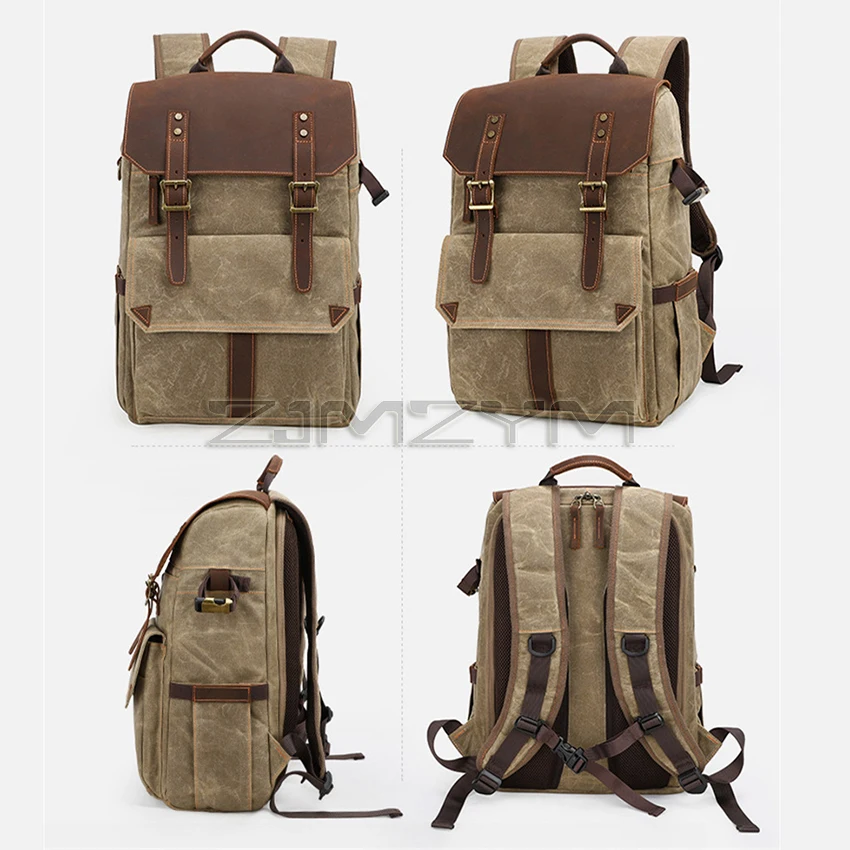 Retro Batik Waterproof Canvas Large Capacity Camera Video Backpack Travel Casual Mens DSLR Photography Shoulders Bag