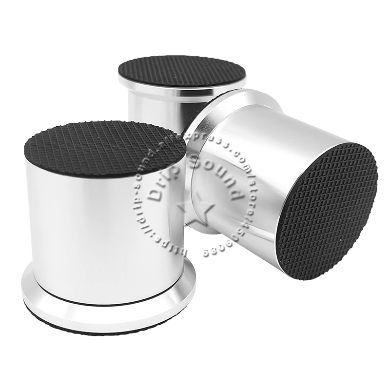 4 قطعة 44 مللي متر مكبر صوت من الألومنيوم وسادة مكبر للصوت قابل للتعديل ارتفاع عزل مقاوم للصدمات قدم حامل # الفضة