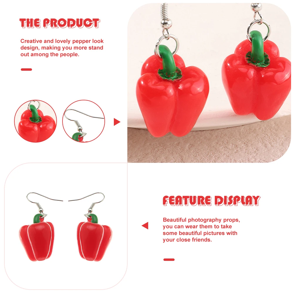 

Red Chilli Black Women Pepper Jewelry Trendy Ear Earring Jewelry Decor Cartoon Food Earrings Fashion Accessories