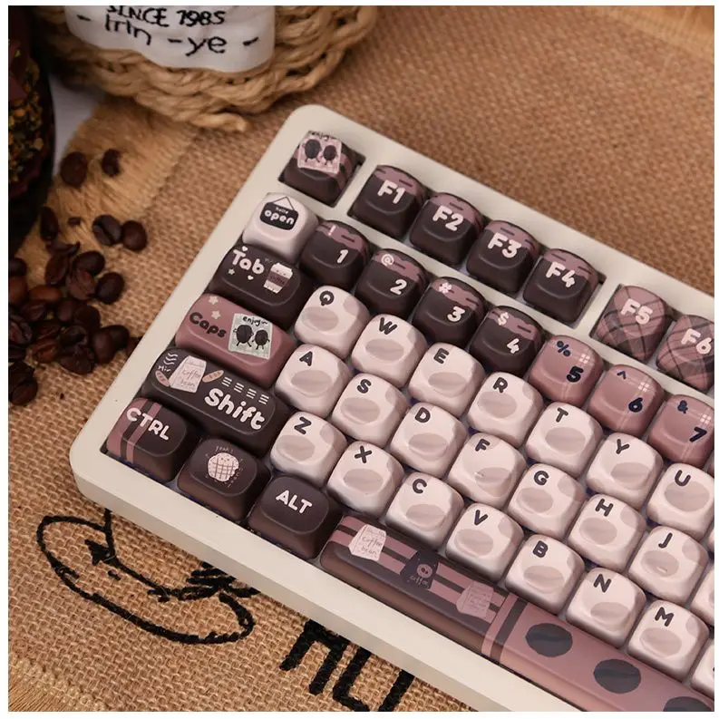 Original Round Coffee Bean Keycap Coffee Color MOA Height Cute Ball Cap PBT Hot Sublimation 68 75 84 87 98