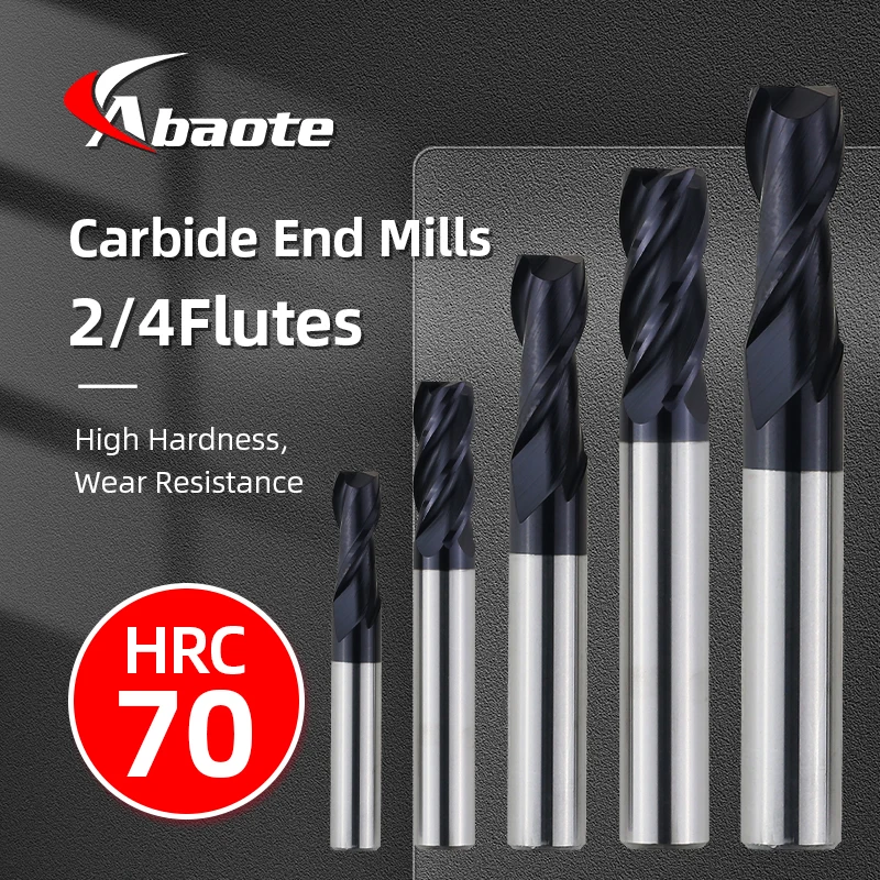 

ABAOTE Carbide End Mill 4 Flutes HRC70 Milling Cutte Alloy Carbide Milling EndMills Tungsten Steel CNC Cutting Tools