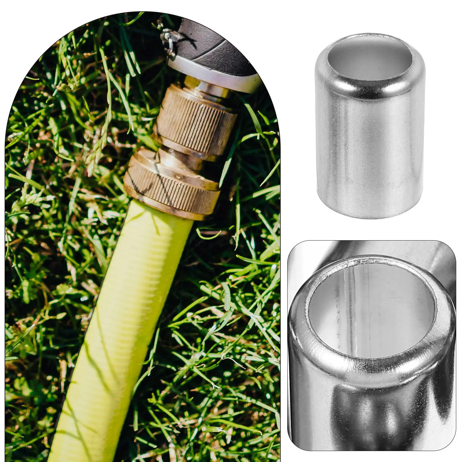 100Pcs Stainless Steel Hose Sleeve Ferrules High Pressure Hydraulic Hose Fittings Compression Crimping Sleeves Industrial Repair