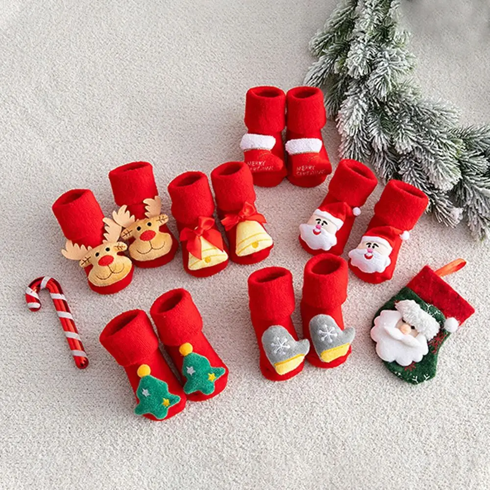 

For Toddler Non-slip Santa Claus Thicken Winter Deer Bell Floor Socks Infant Short Socks Kids Cotton Socks Baby Christmas Socks