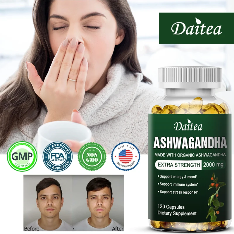 Daitea Ashwagandha-extract Angst Stressondersteuning Helpt gezond Diepe slaap Redding Slapeloosheid Slanke buik Gewichtsbeheer