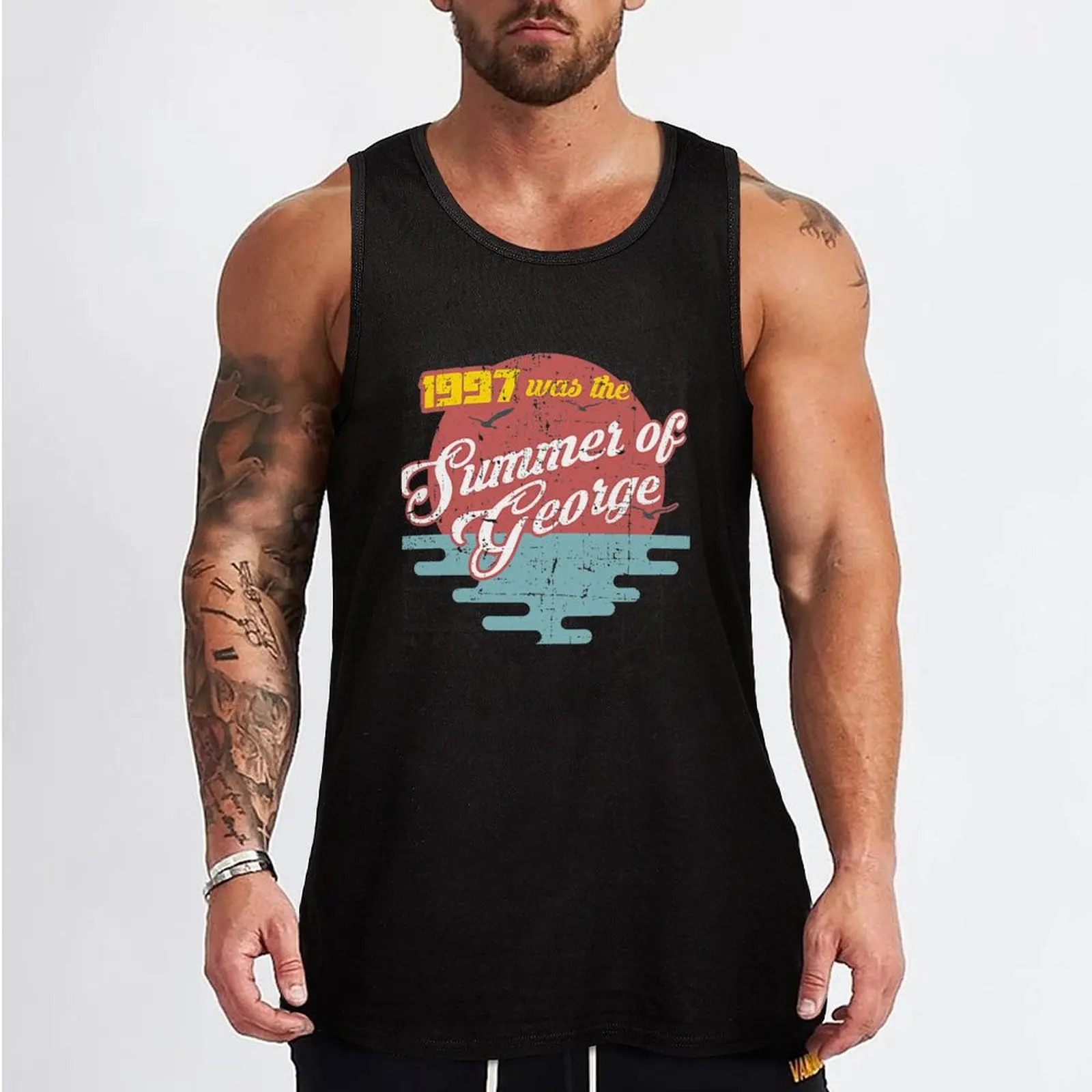 The Summer of George distressed Tank Top Men's sleeveless Working vest summer