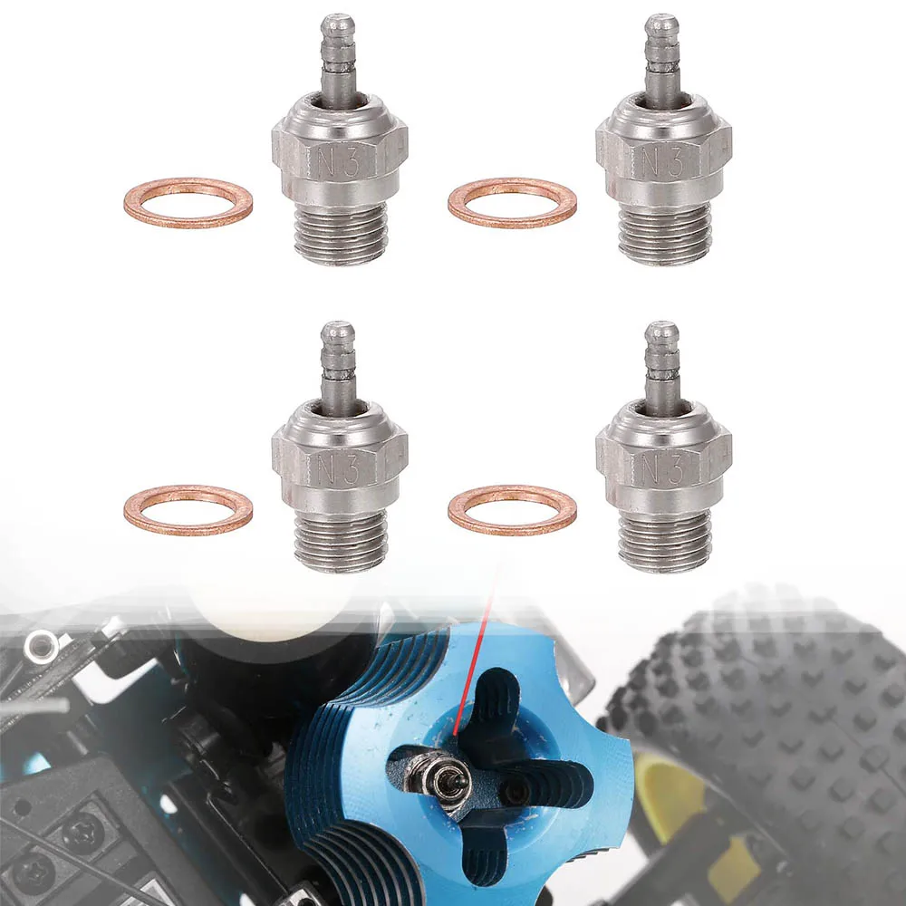 4pcs 70117 Hot Glow Plug N3 Spark Nitro Engine Parts Replace for Traxxas Kyosho HSP HPI Redcat 1/8 1/10 RC Car Truck Buggy