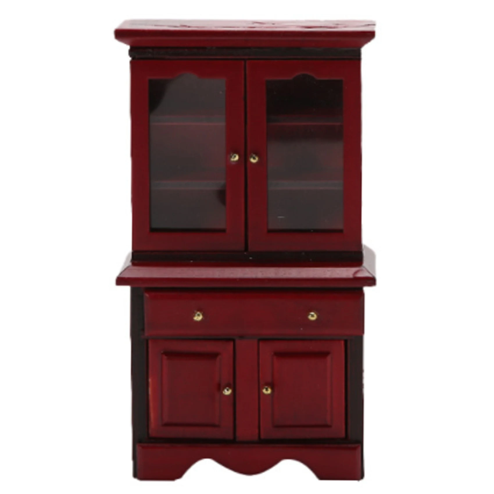 【Buy New】1/12 Dollhouse Miniature Furniture Multifunction Wood Cabinet Bookcase Model Toy,Red