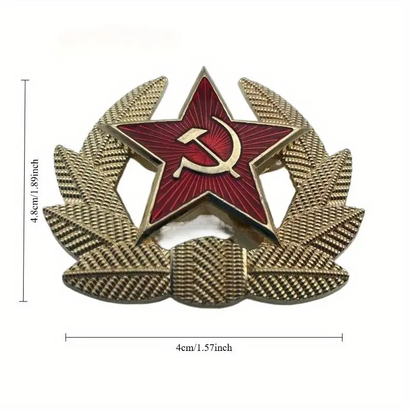 1 Peça Distintivo de Boné Estrela Vermelha Soviética, Emblema Militar Estrela do Exército Vermelho, Acessório Vintage