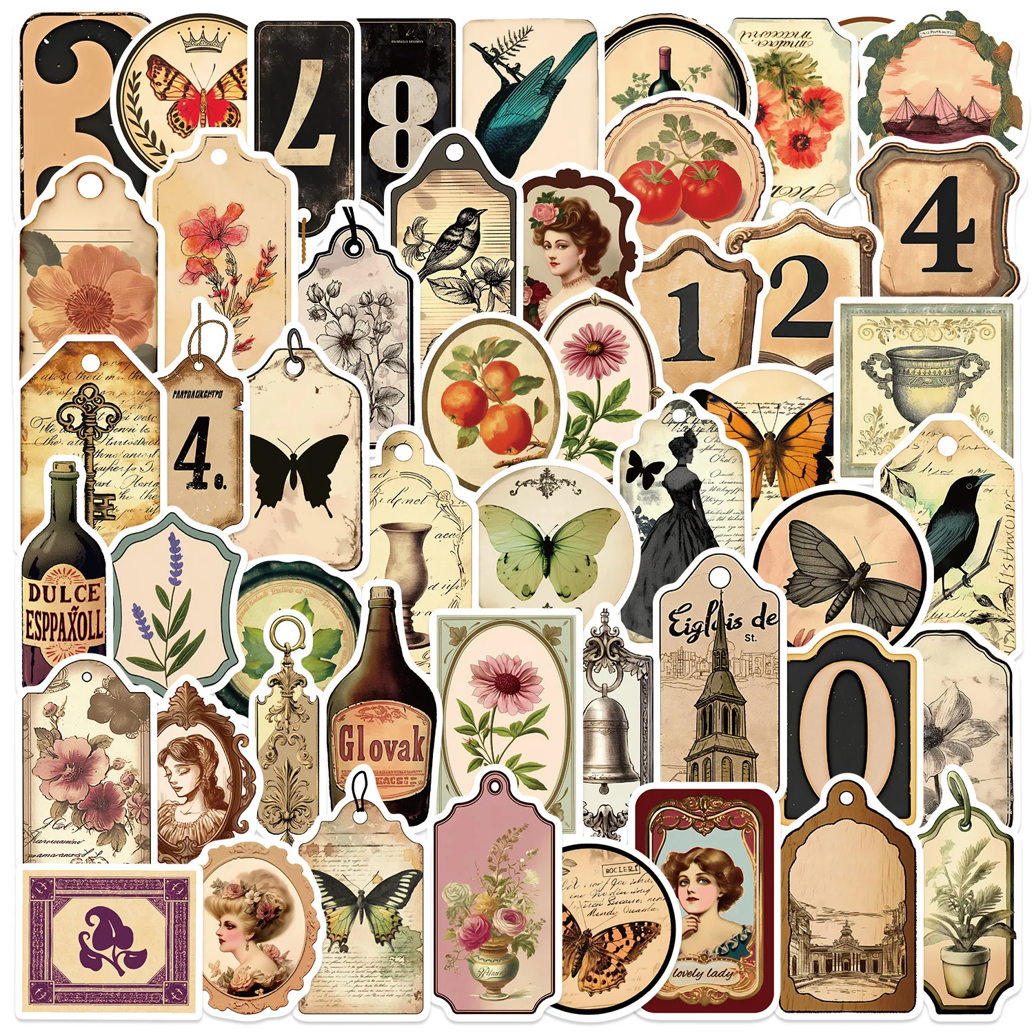 Kids Toys Victoria - 50PCS Cartoon Retro Victoria Style Stickers